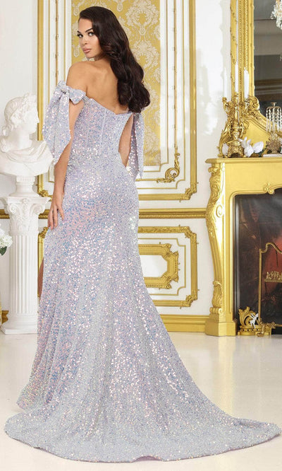 May Queen MQ2023 - Bow Sleeve Sequin Prom Gown Prom Dresses