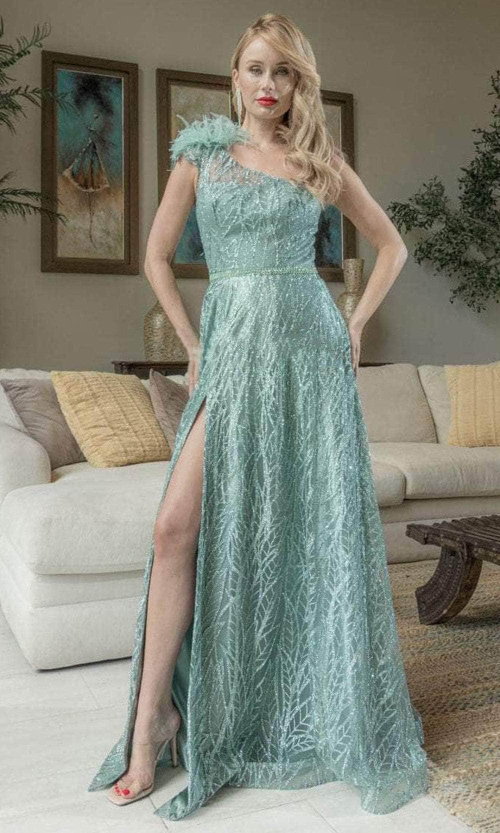 May Queen MQ2024 - One Shoulder A-Line Prom Gown Prom Dresses