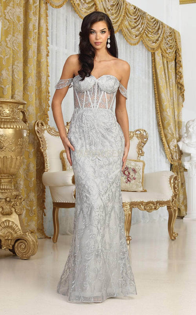 May Queen MQ2044 - Sheer Lace Sheath Prom Dress Special Occasion Dresses