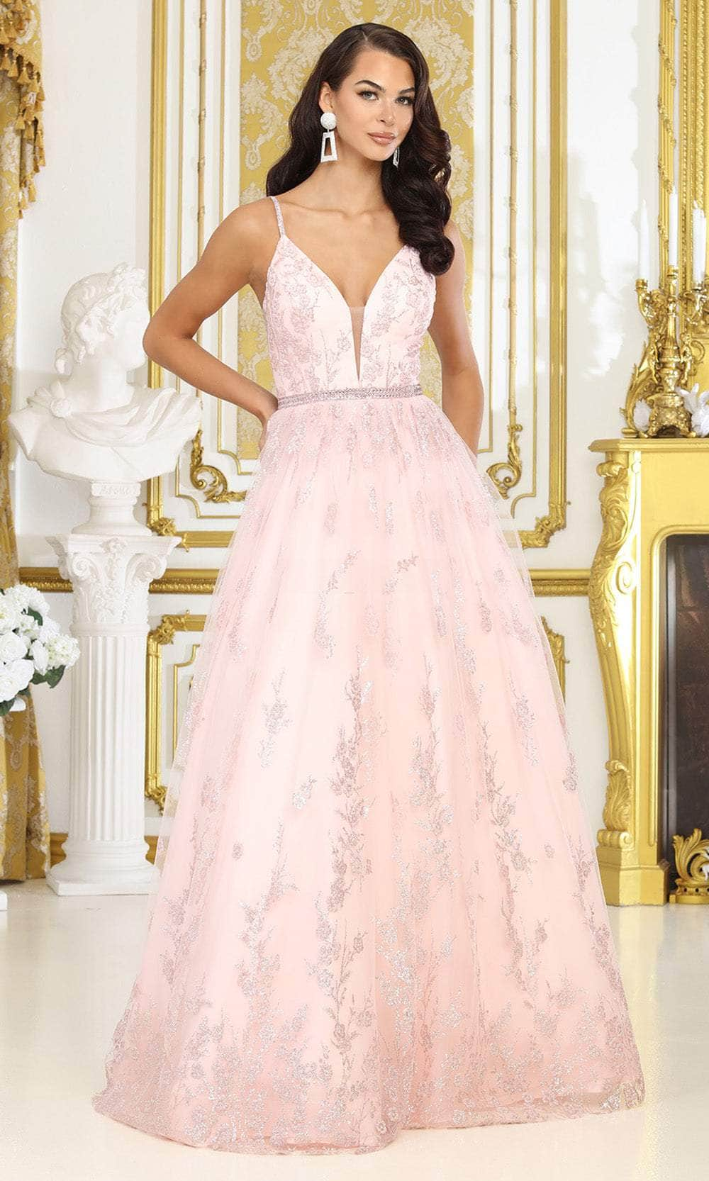 May Queen MQ2045 - Tie Back Glitter Prom Gown Prom Dresses 4 / Blush