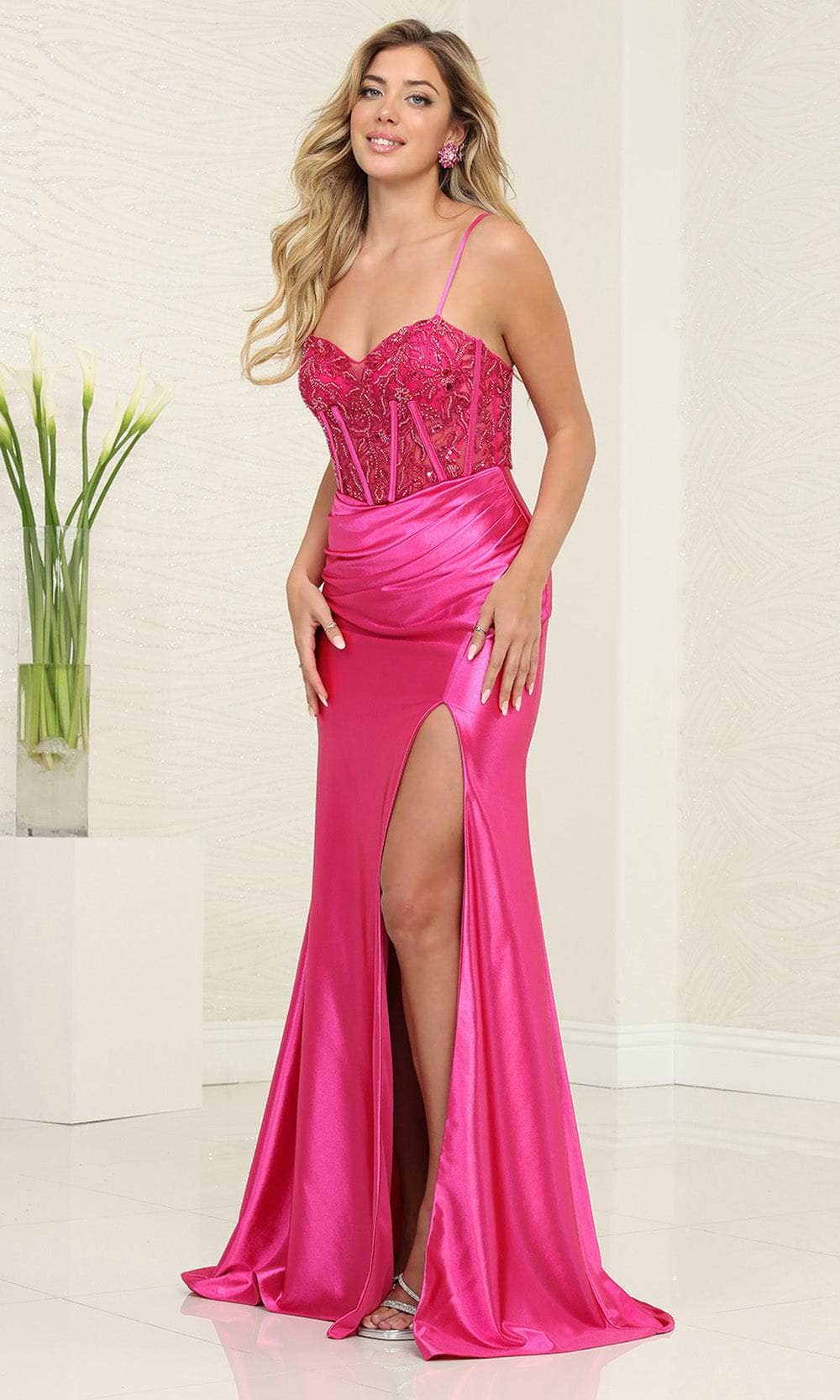 May Queen MQ2046 - Spaghetti Strap Sheath Prom Gown Prom Dresses