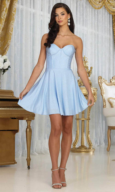 May Queen MQ2048 - Strapless A-Line Cocktail Dress Cocktail Dresses 2 / Baby Blue