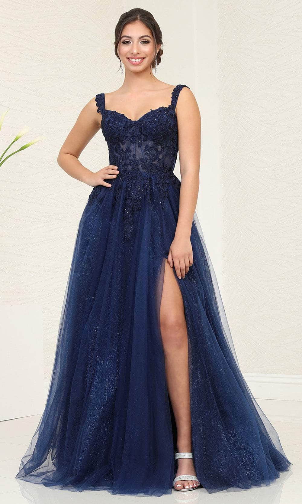 May Queen MQ2053 - Sweetheart Embellished Prom Gown Prom Dresses 4 / Navy