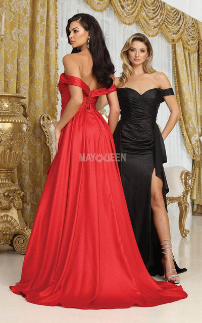 May Queen MQ2056 - Ruched Overskirt Prom Dress Special Occasion Dresses