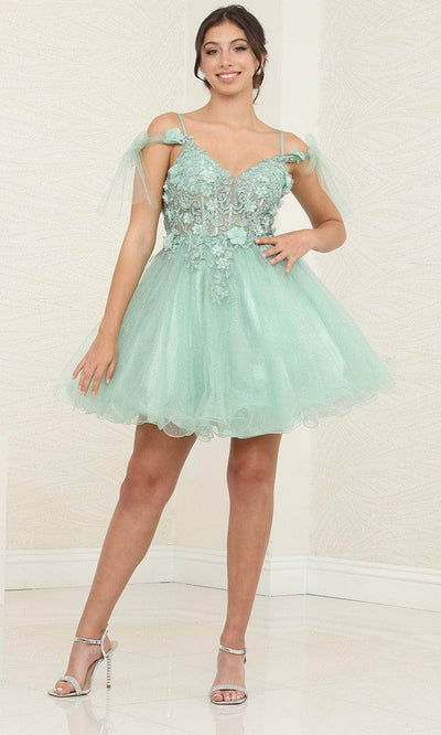 May Queen MQ2066 - Tulle A-Line Cocktail Dress Special Occasion Dresses 2 / Sage