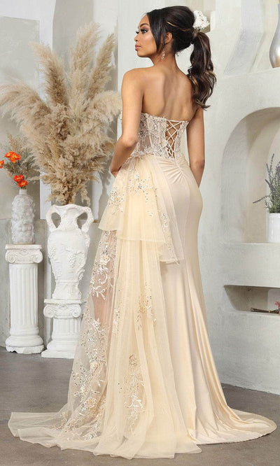 May Queen MQ2072 - Strapless 3D Appliqued Prom Gown Evening Dresses