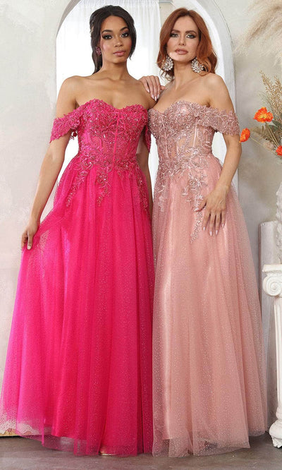 May Queen MQ2079 - Draped Cap Sleeve Prom Gown Evening Dresses