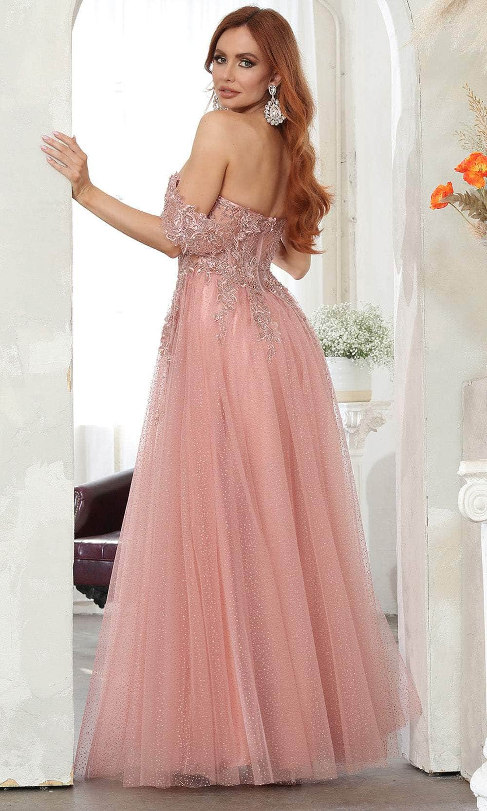 May Queen MQ2079 - Draped Cap Sleeve Prom Gown Evening Dresses