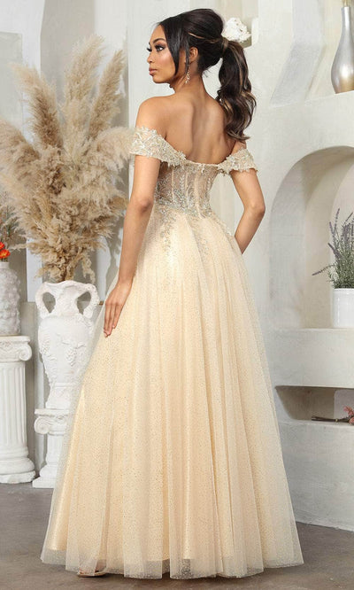 May Queen MQ2079 - Draped Cap Sleeve Prom Gown Evening Dresses