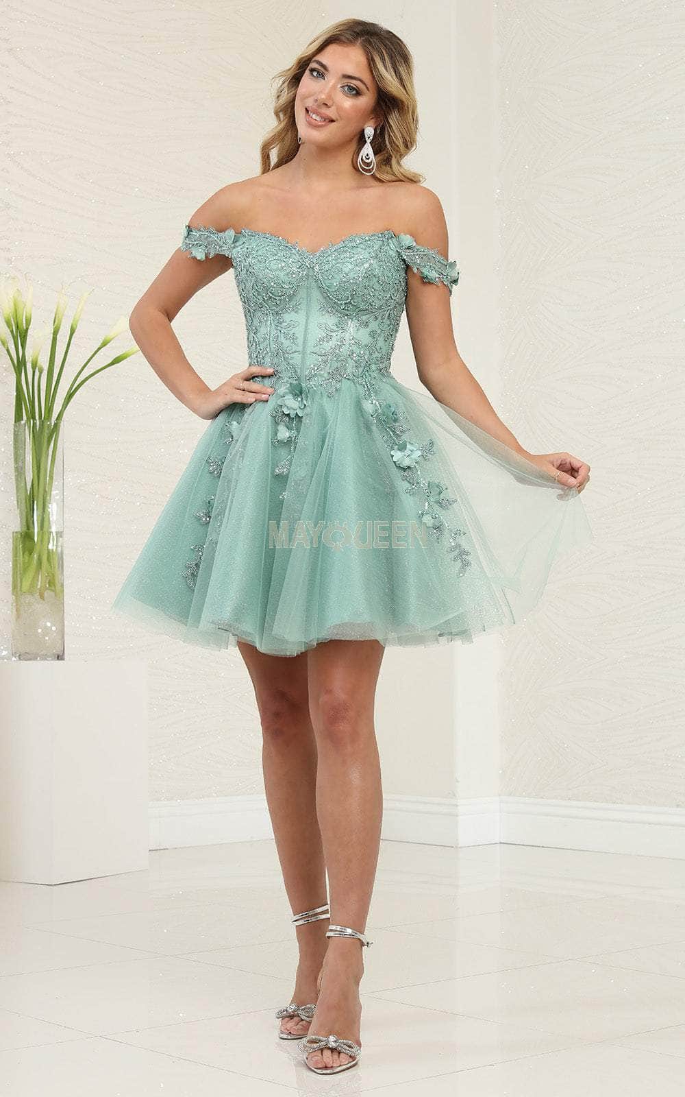 May Queen MQ2081 - Off Shoulder Homecoming Dress 8 / Ivory - Shop May Queen Dresses On Couture Candy at CoutureCandy.com May Queen MQ2081 - Off Shoulder Homecoming Dress 8 / Ivory - Shop May Queen Dresses On Couture Candy at CoutureCandy.com