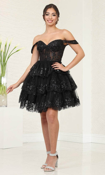 May Queen MQ2094 - Glitter Tiered Cocktail Dress Special Occasion Dresses