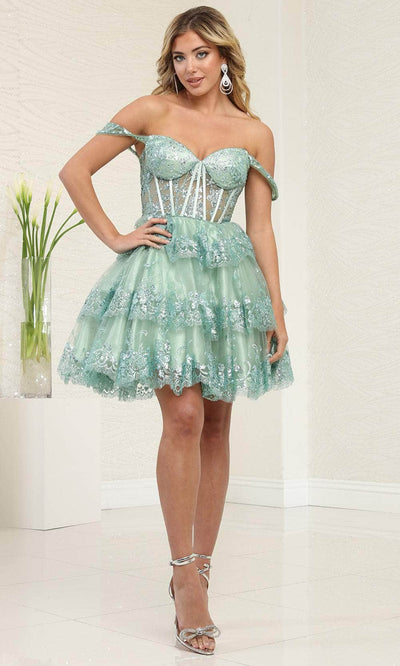 May Queen MQ2094 - Glitter Tiered Cocktail Dress Special Occasion Dresses