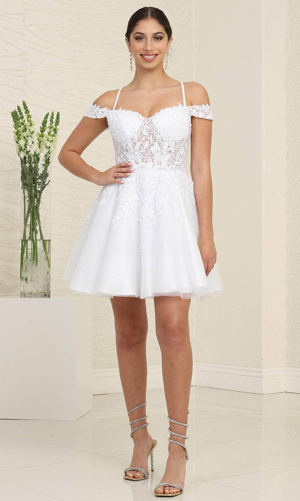 May Queen MQ2099 - Applique Off Shoulder Cocktail Dress Special Occasion Dresses