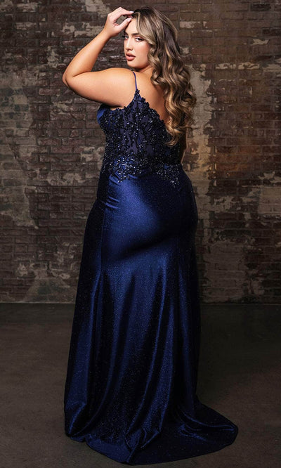 May Queen MQ2122 - Glitter V-Neck Evening Dress Evening Dresses
