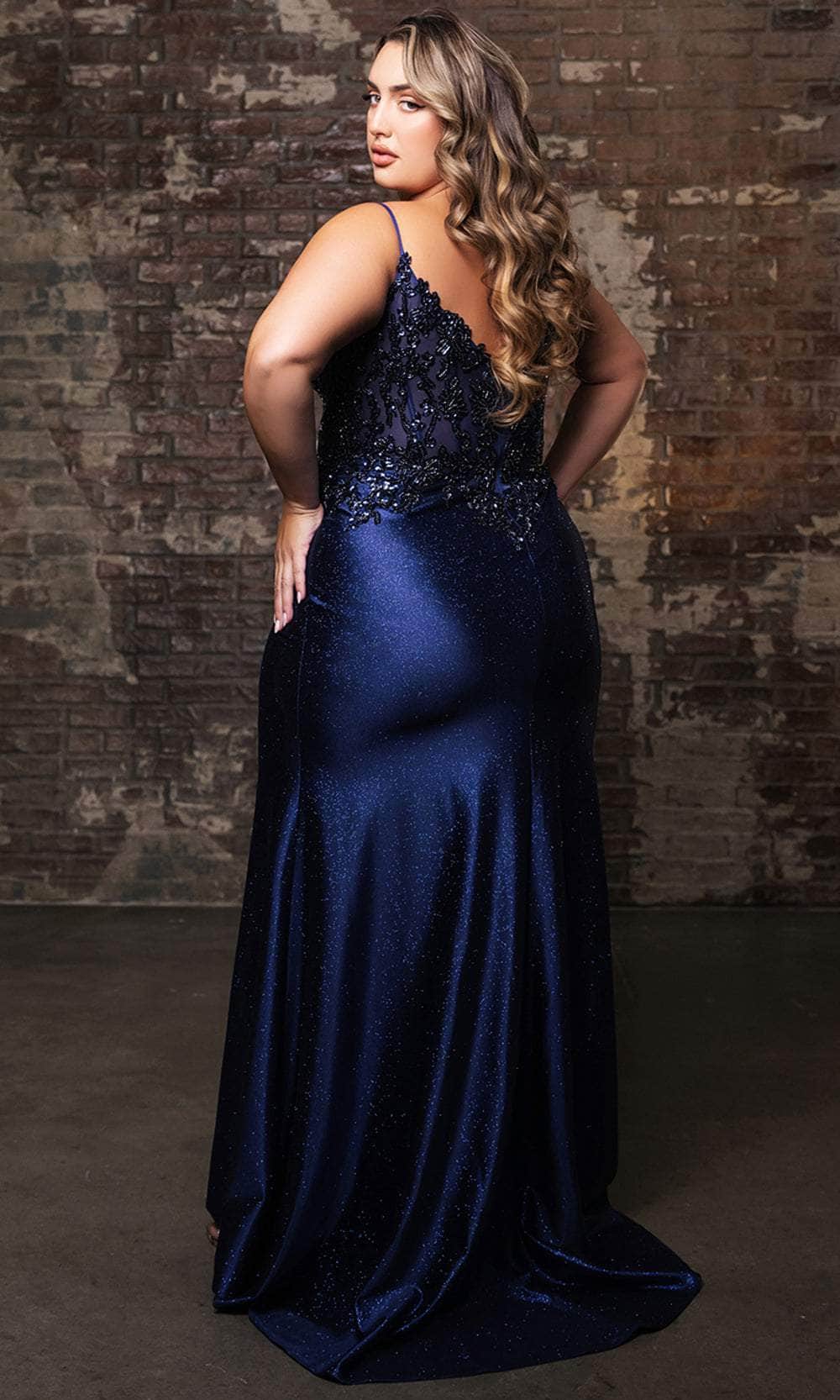 May Queen MQ2122 - Glitter V-Neck Evening Dress Evening Dresses