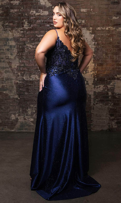 May Queen MQ2122 - Glitter V-Neck Evening Dress Evening Dresses