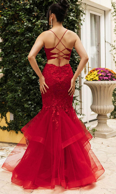 May Queen MQ2134 - Floral Embroidery Mermaid Evening Dress Prom Dresses