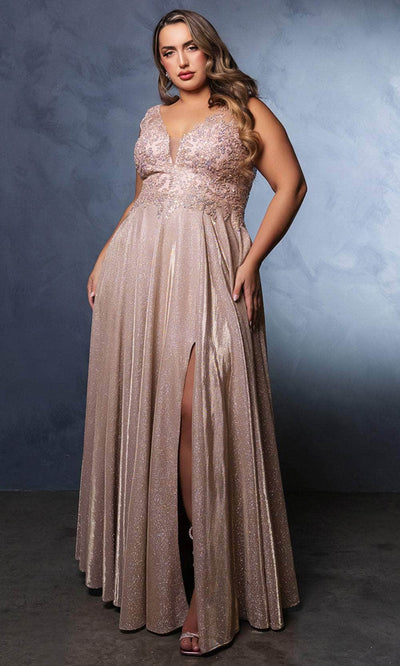 May Queen MQ2137 - V-Neck Pleated Prom Gown Evening Dresses