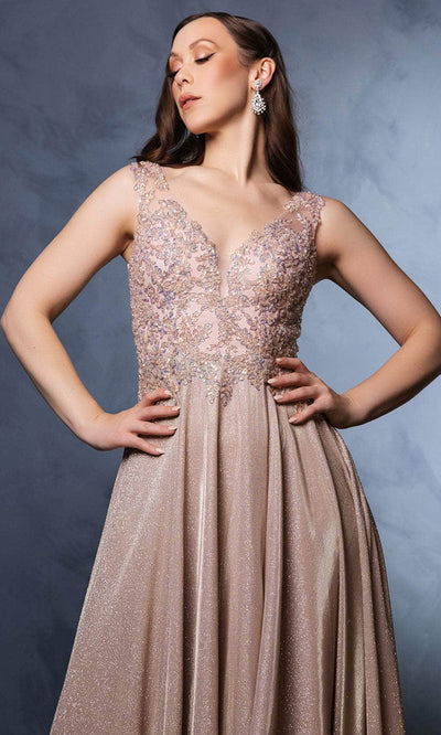 May Queen MQ2137 - V-Neck Pleated Prom Gown Evening Dresses