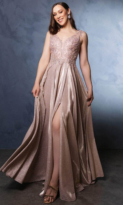 May Queen MQ2137 - V-Neck Pleated Prom Gown Evening Dresses