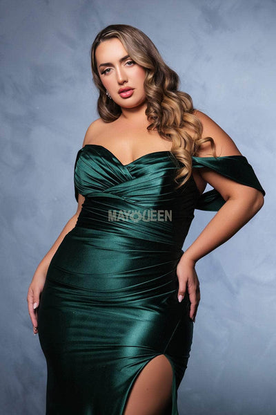 May Queen MQ2138B - Off Shoulder Sweetheart Ruched Gown Prom Dresses