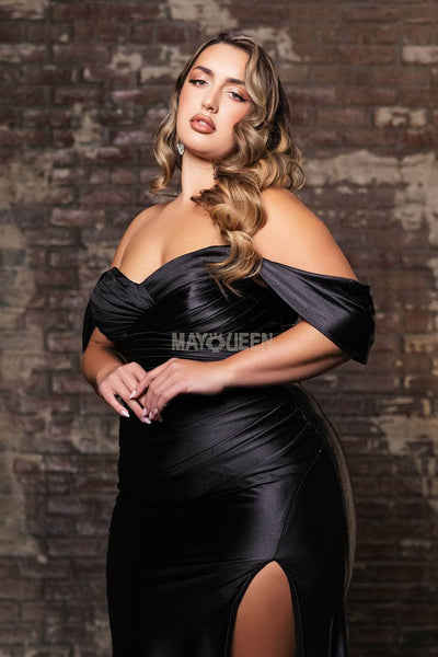 May Queen MQ2138B - Off Shoulder Sweetheart Ruched Gown Prom Dresses