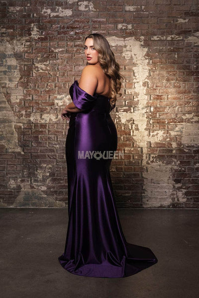 May Queen MQ2138B - Off Shoulder Sweetheart Ruched Gown Prom Dresses