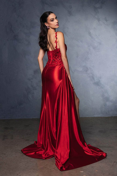 May Queen MQ2145 - Scoop Neck Embellished Sheath Gown Prom Dresses