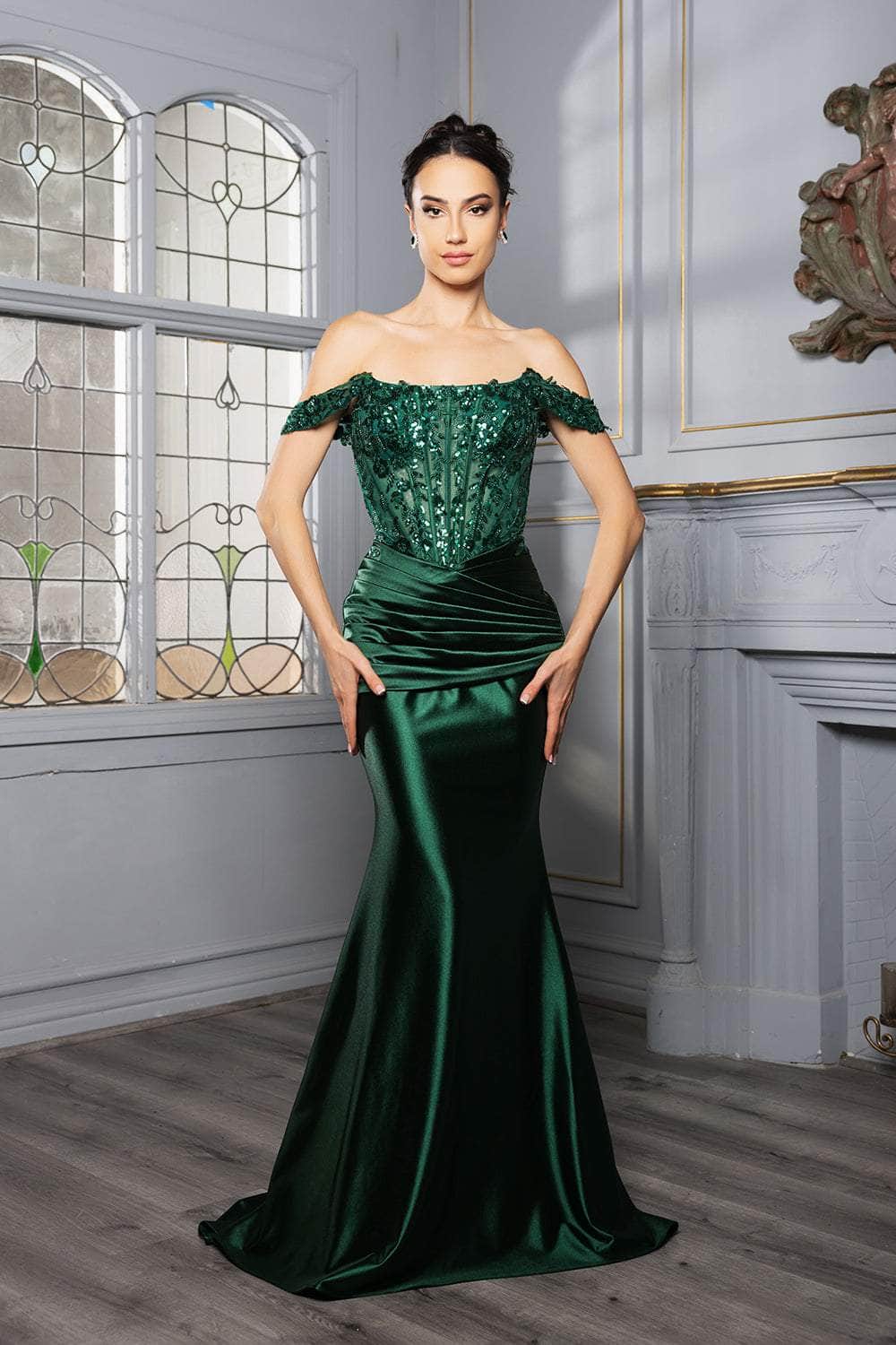 May Queen MQ2153 - Long Satin Mermaid Dress - Cap Sleeves, Floral Embroidery, Sequin, Beaded, Ruched Skirt, Semi-Sheer Corset, Sweep Train 8 / Gold May Queen MQ2153 - Long Satin Mermaid Dress - Cap Sleeves, Floral Embroidery, Sequin, Beaded, Ruched Skirt, Semi-Sheer Corset, Sweep Train 8 / Gold