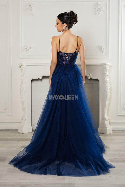 May Queen MQ2167 - V-Neck Dress with Embroidered Bodice Prom Dresses
