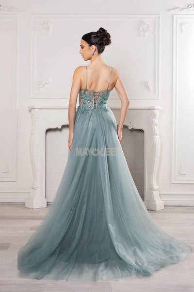 May Queen MQ2167 - V-Neck Dress with Embroidered Bodice Prom Dresses