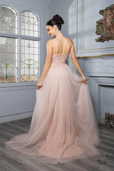 May Queen MQ2167 - V-Neck Dress with Embroidered Bodice Prom Dresses