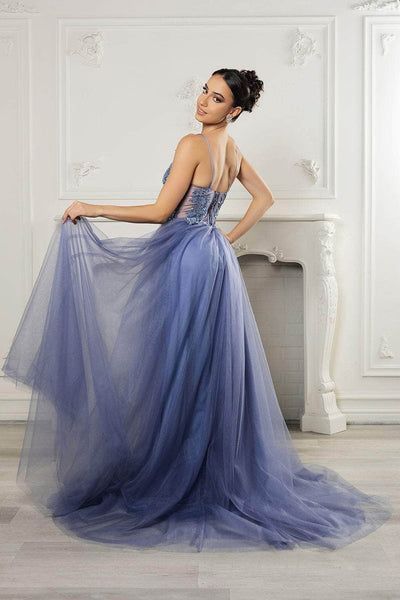 May Queen MQ2167 - V-Neck Dress with Embroidered Bodice Prom Dresses