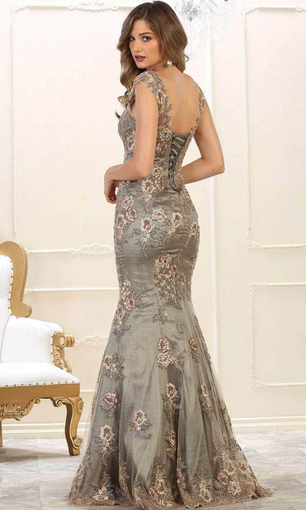 May Queen RQ7629 - Embroidered Mermaid Evening Gown Evening Dresses