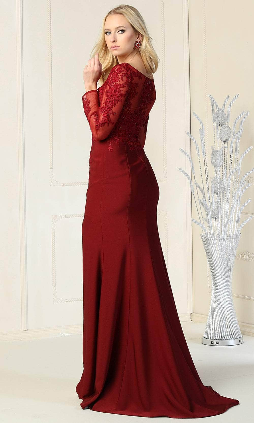 May Queen RQ7913B - Long Sleeve Formal Dress Mother of the Bride Dresses