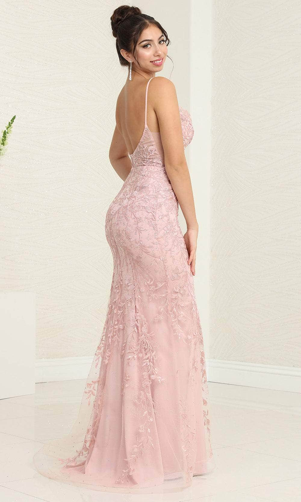 May Queen RQ8047 - Embroidered Sheath Prom Gown Evening Dresses