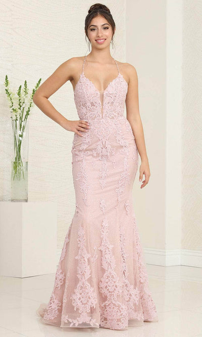 May Queen RQ8054 - Beaded Strappy Back Prom Gown Evening Dresses 4 / Rosegold