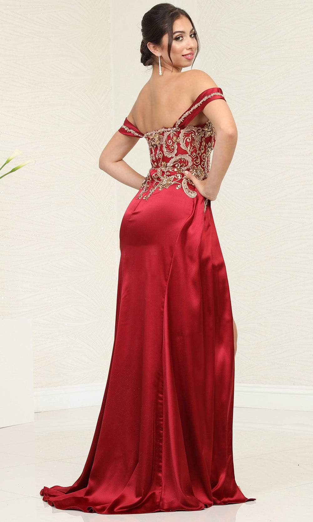 May Queen RQ8055 - Draped Cap Sleeve Prom Gown Evening Dresses