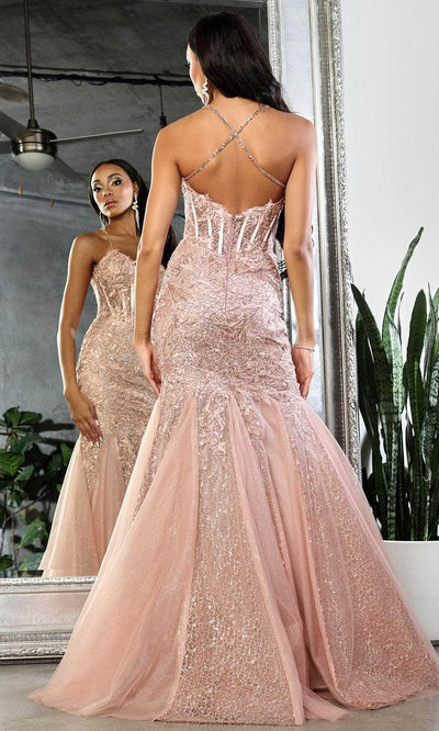 May Queen RQ8059 - Embroidered Godets Prom Gown Prom Dresses