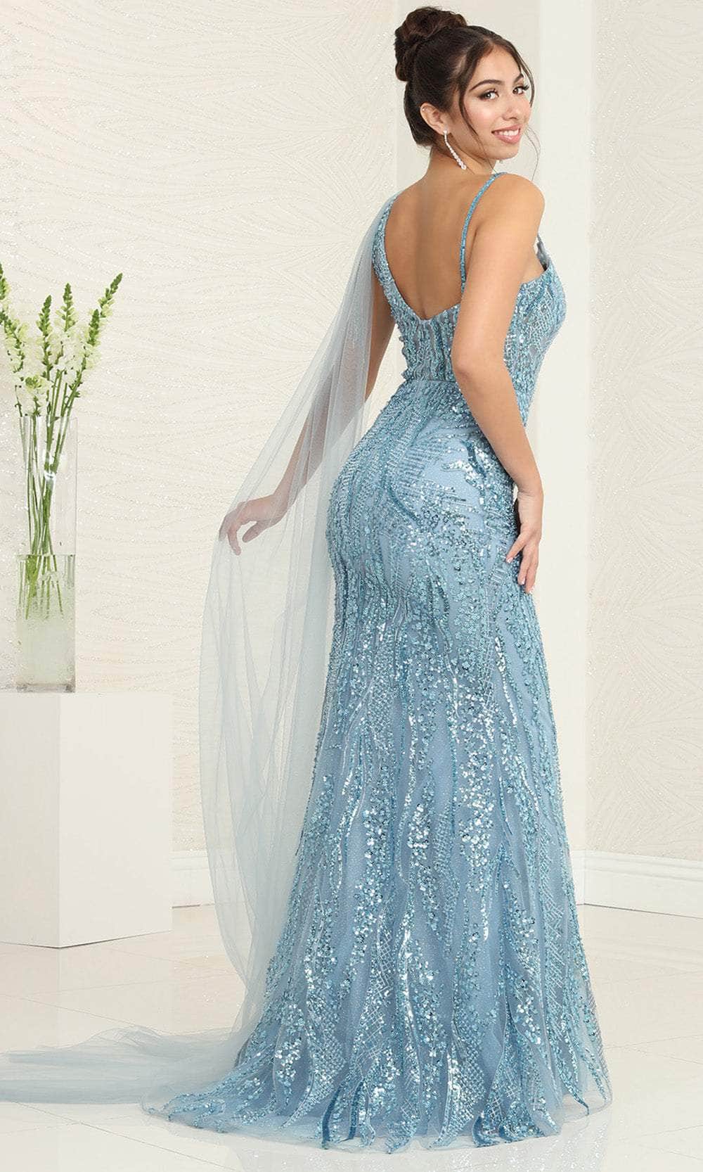 May Queen RQ8066 - Beaded Plunged V-Neck Prom Gown Prom Dresses