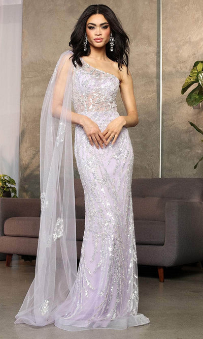 May Queen RQ8075 - Long Cape Sheath Prom Gown Evening Dresses 4 / Lilac