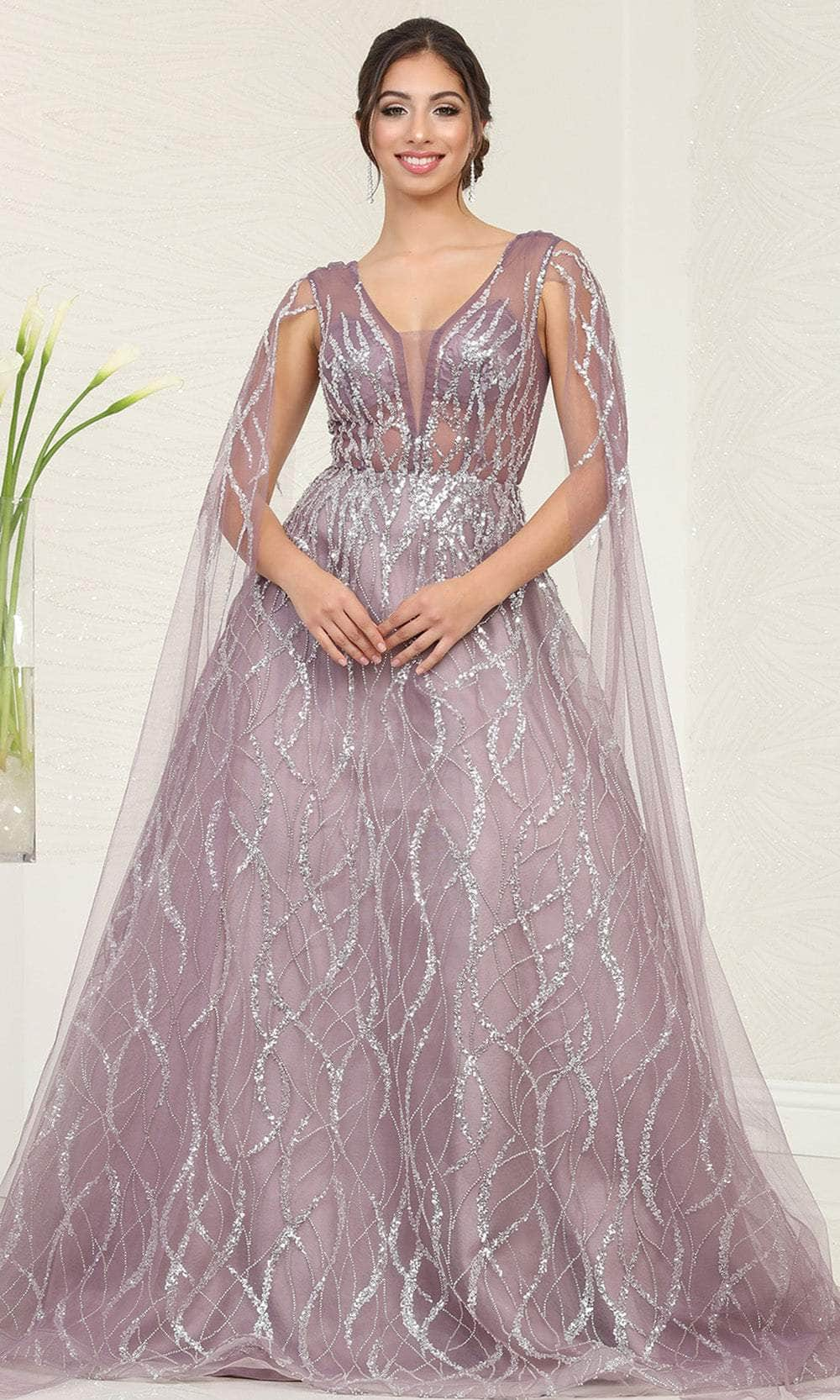 May Queen RQ8082 - V-Back A-Line Prom Gown Evening Dresses 4 / Mauve