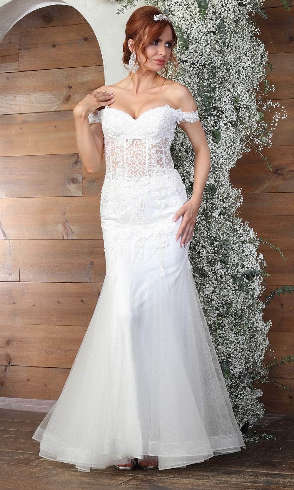 May Queen RQ8086 - Sweetheart Godets Mermaid Evening Gown Wedding Dresses 4 / Ivory