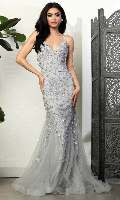 May Queen RQ8089 - Floral Mermaid Prom Gown Prom Dresses 4 / Silver