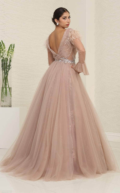 May Queen RQ8096 - Bell Sleeve Tulle Evening Dress Special Occasion Dresses