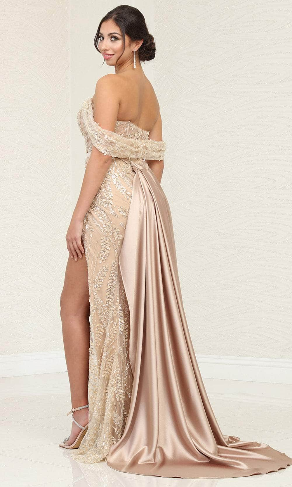 May Queen RQ8099 - Draped Off Shoulder Prom Dress Special Occasion Dresses