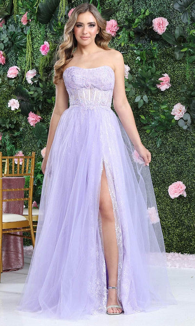 May Queen RQ8108 - Strapless Sheer Corset Prom Gown Evening Dresses 4 / Lilac