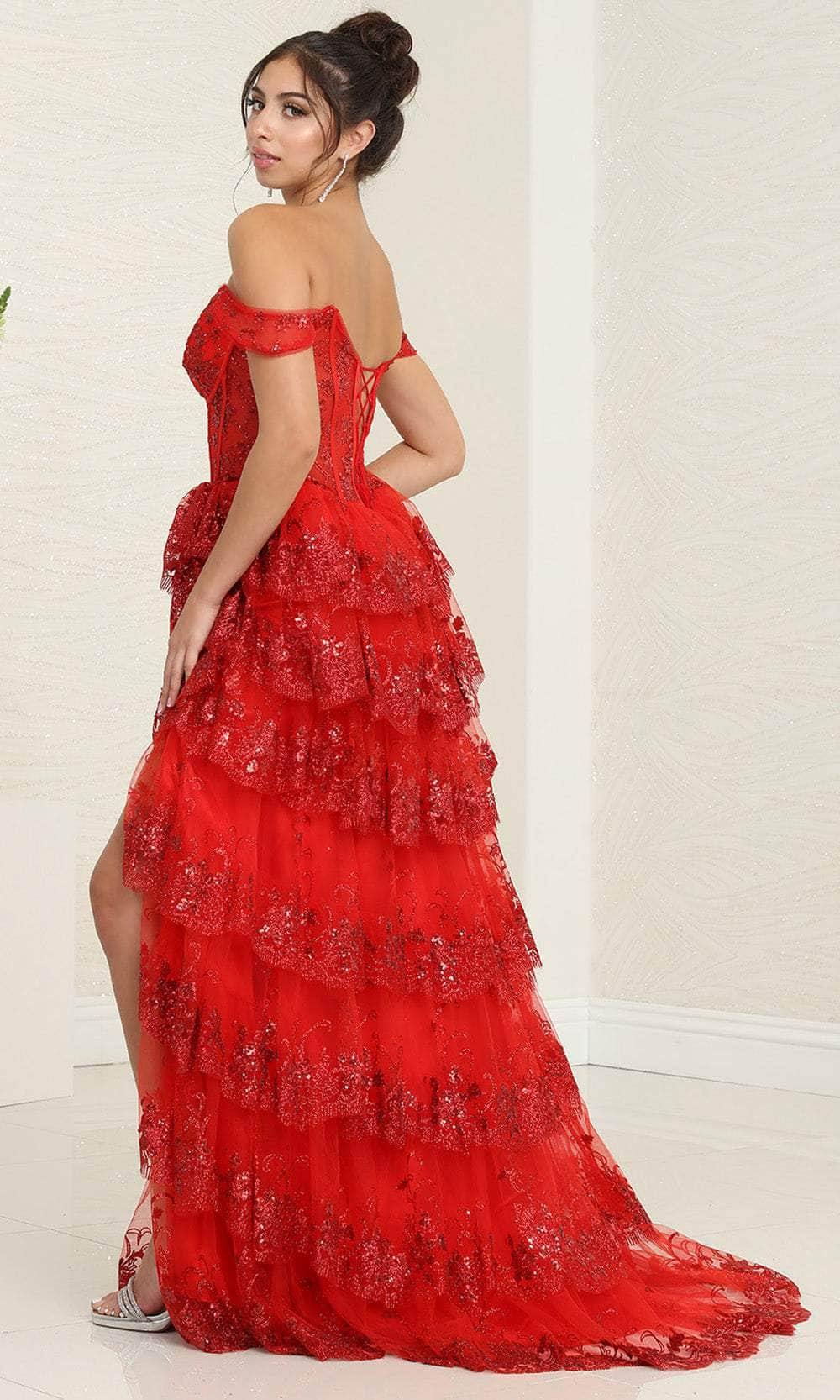 May Queen RQ8115 - Glitter Tiered Prom Dress Special Occasion Dresses