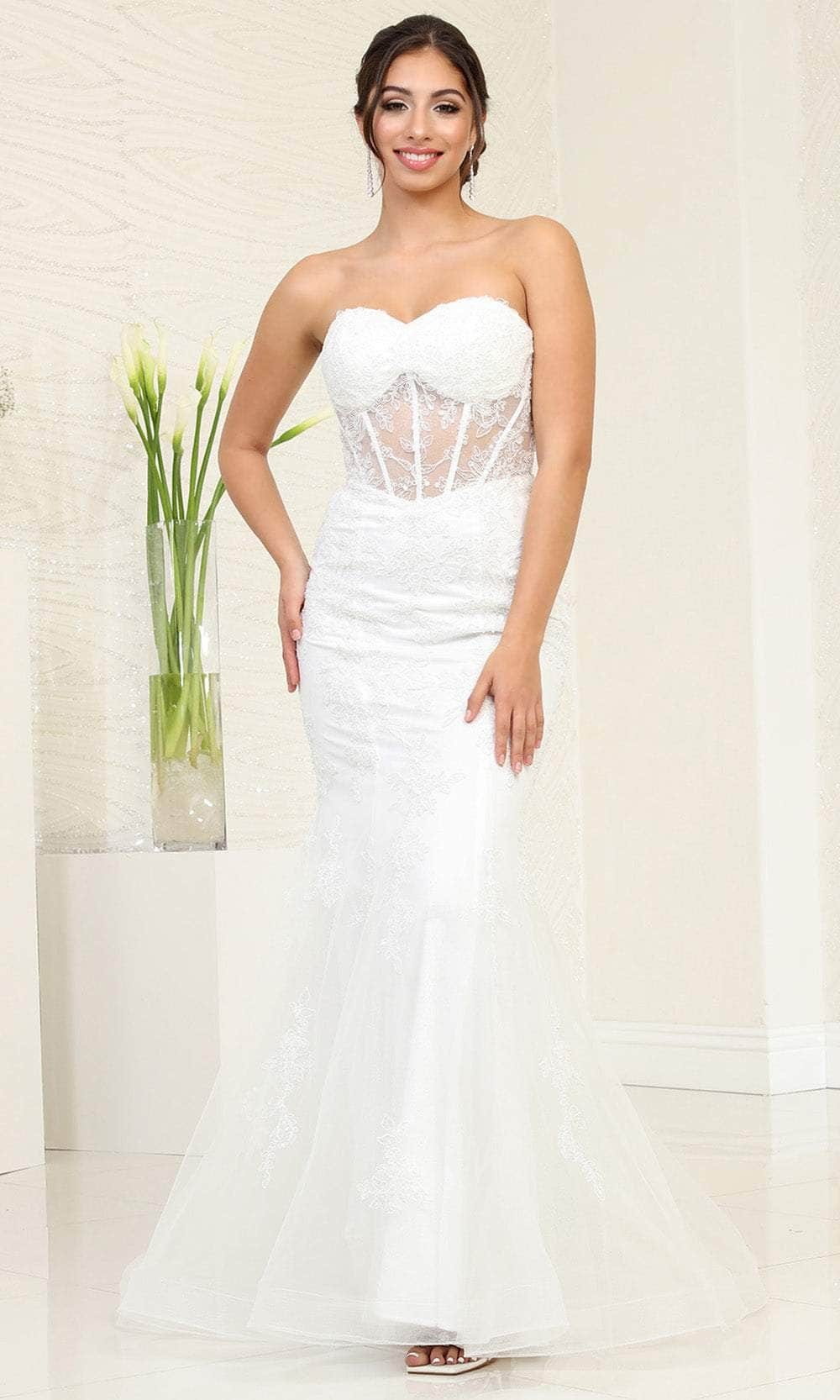 May Queen RQ8118 - Sweetheart Basque Prom Gown Evening Dresses 4 / Ivory