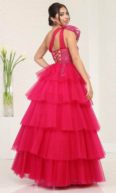 May Queen RQ8119 - One Shoulder Ruffled Ballgown Quinceanera Dresses 